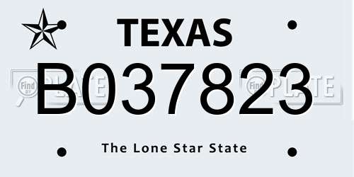 B037823 Texas License Plate