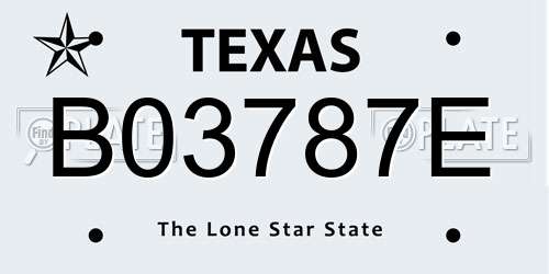 B03787E Texas License Plate