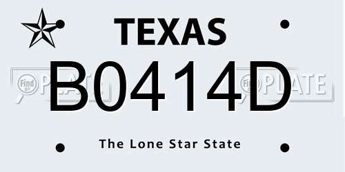 B0414D Texas License Plate
