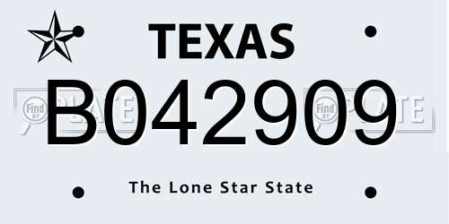 B042909 Texas License Plate