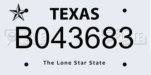 B043683 Texas License Plate