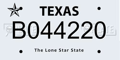 B044220 Texas License Plate