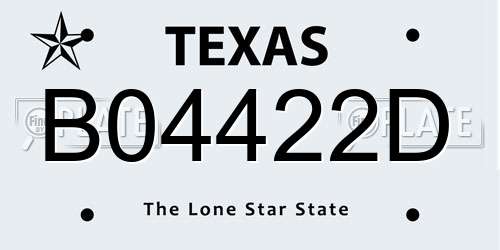 B04422D Texas License Plate