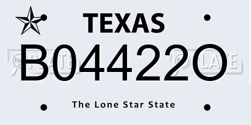 B04422O Texas License Plate
