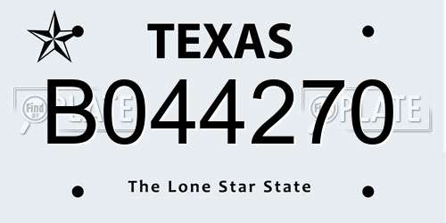 B044270 Texas License Plate