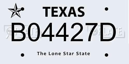 B04427D Texas License Plate