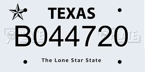 B044720 Texas License Plate