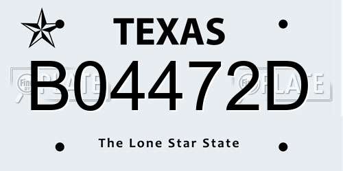 B04472D Texas License Plate
