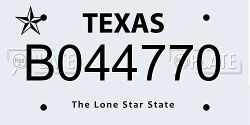 B044770 Texas License Plate