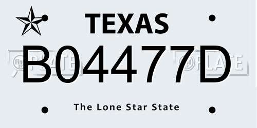 B04477D Texas License Plate