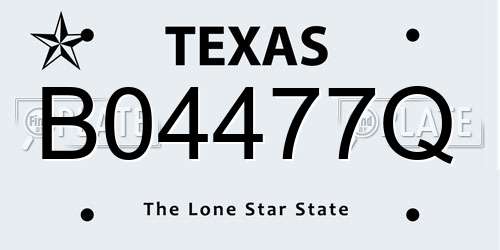 B04477Q Texas License Plate