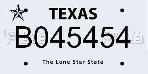 B045454 Texas License Plate