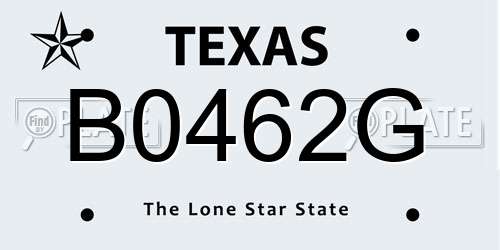 B0462G Texas License Plate
