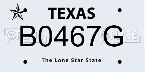 B0467G Texas License Plate