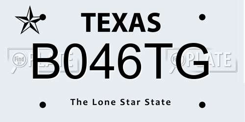 B046TG Texas License Plate