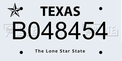 B048454 Texas License Plate