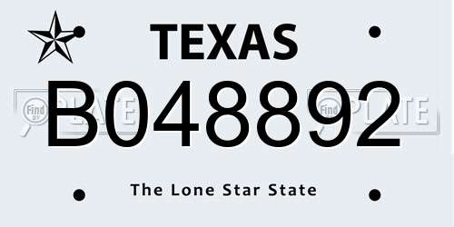 B048892 Texas License Plate
