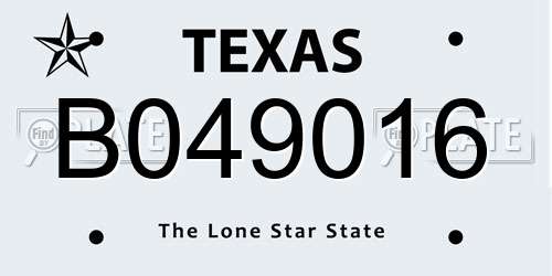 B049016 Texas License Plate