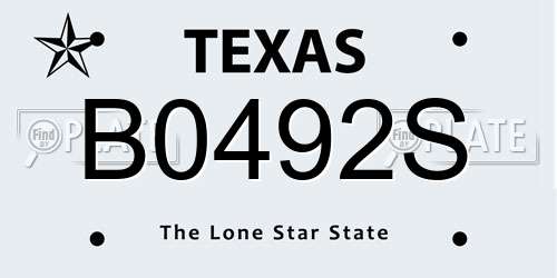 B0492S Texas License Plate