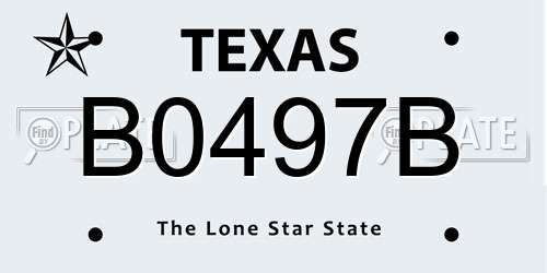 B0497B Texas License Plate