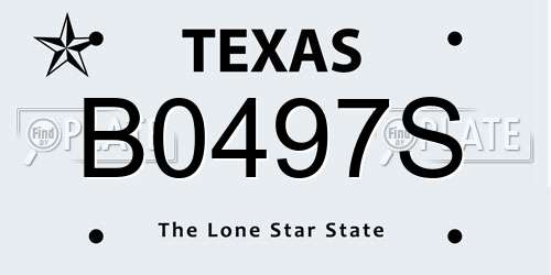 B0497S Texas License Plate