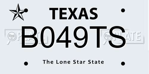 B049TS Texas License Plate
