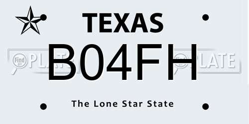 B04FH Texas License Plate