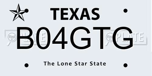 B04GTG Texas License Plate