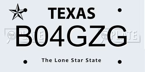 B04GZG Texas License Plate