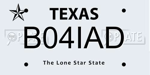 B04IAD Texas License Plate