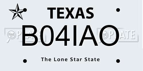 B04IAO Texas License Plate