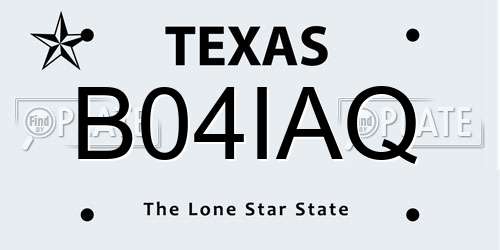 B04IAQ Texas License Plate