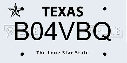 B04VBQ Texas License Plate