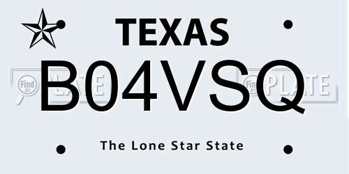 B04VSQ Texas License Plate