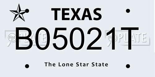 B05021T Texas License Plate