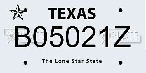 B05021Z Texas License Plate