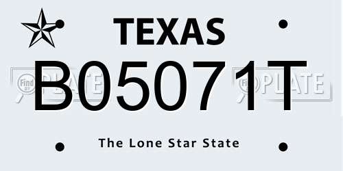 B05071T Texas License Plate