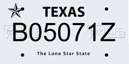 B05071Z Texas License Plate
