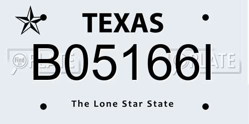 B05166I Texas License Plate