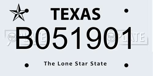 B051901 Texas License Plate