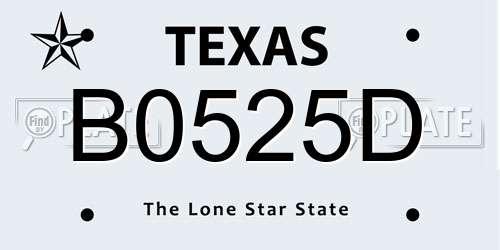 B0525D Texas License Plate