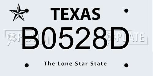 B0528D Texas License Plate