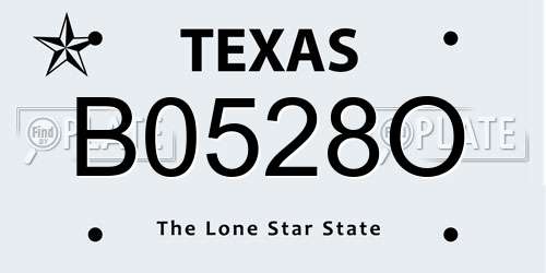 B0528O Texas License Plate