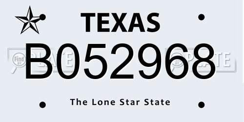 B052968 Texas License Plate