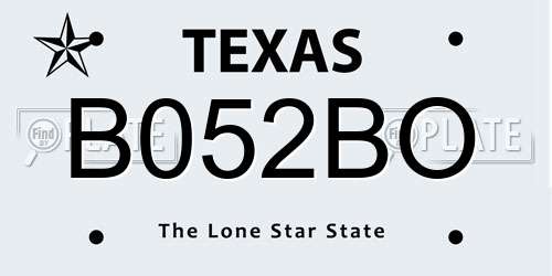 B052BO Texas License Plate