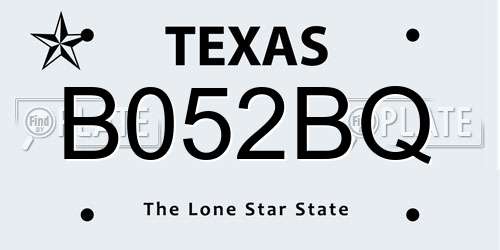 B052BQ Texas License Plate