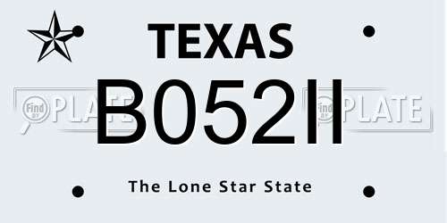 B052II Texas License Plate