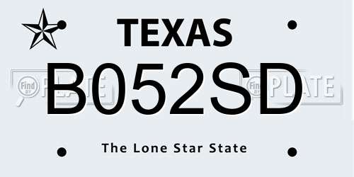 B052SD Texas License Plate