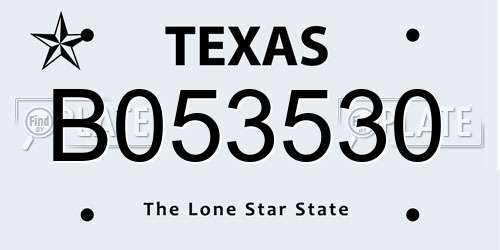 B053530 Texas License Plate