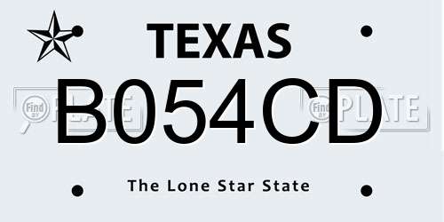 B054CD Texas License Plate